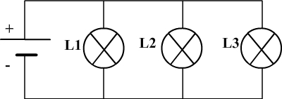 Parallel circuit with three lamps